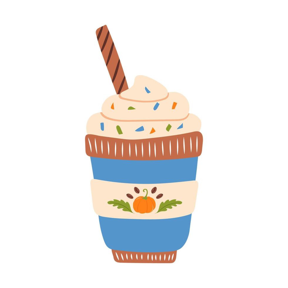 producto de temporada con sabor a café con leche de calabaza. ilustración vectorial vector