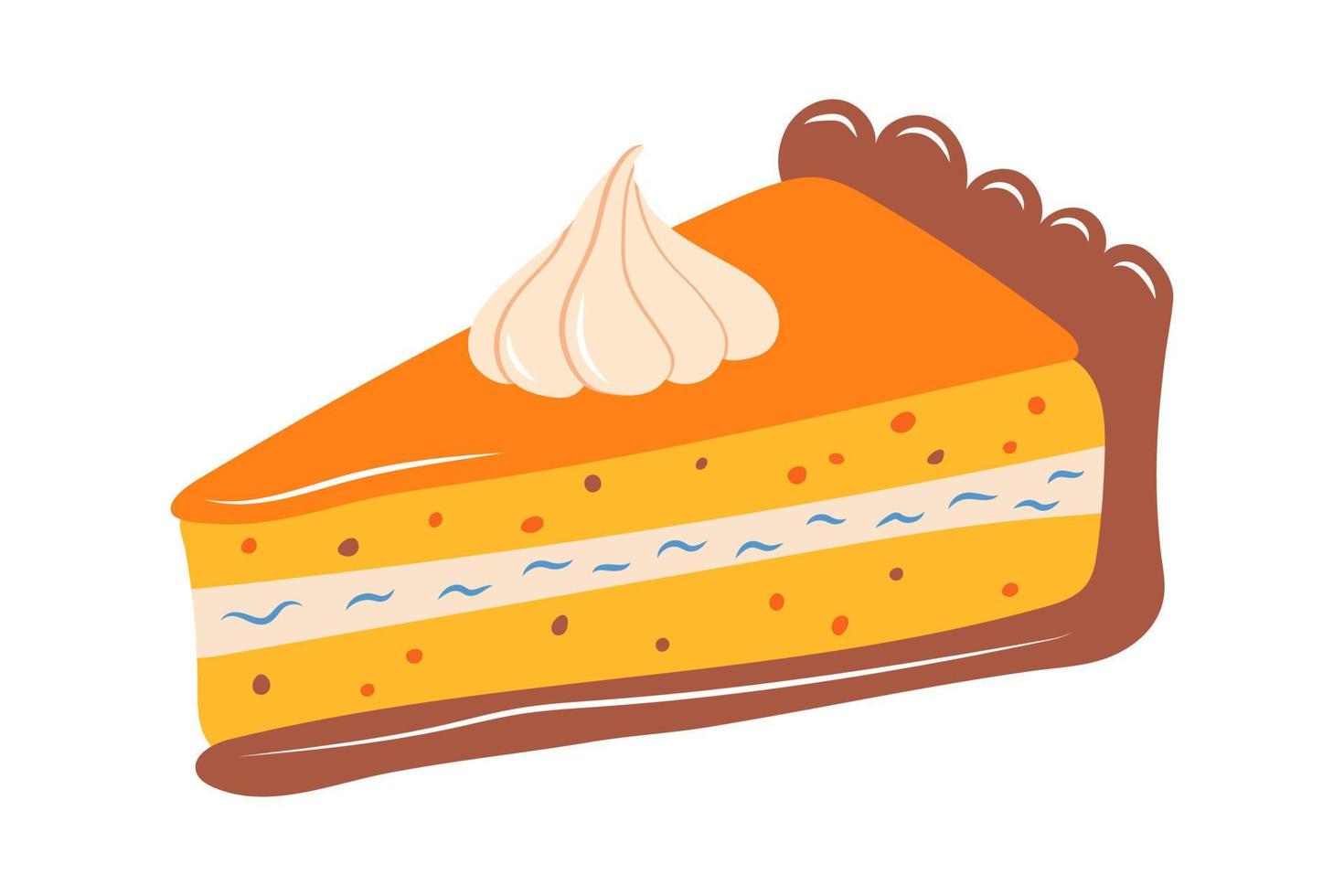 A piece of pumpkin pie tasty sweet dessert. vector illustration