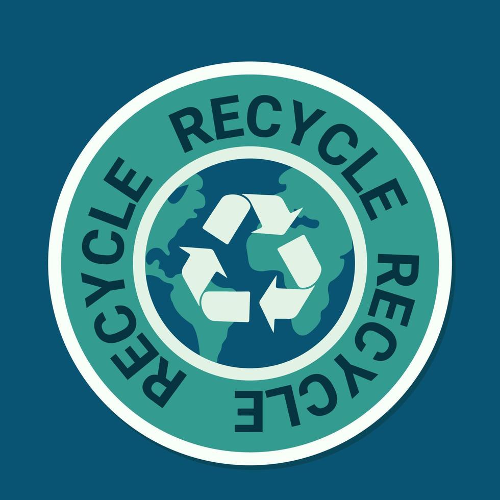 icon, sticker, button on the theme of saving and renewable energy with earth, planet and icon renewable vector