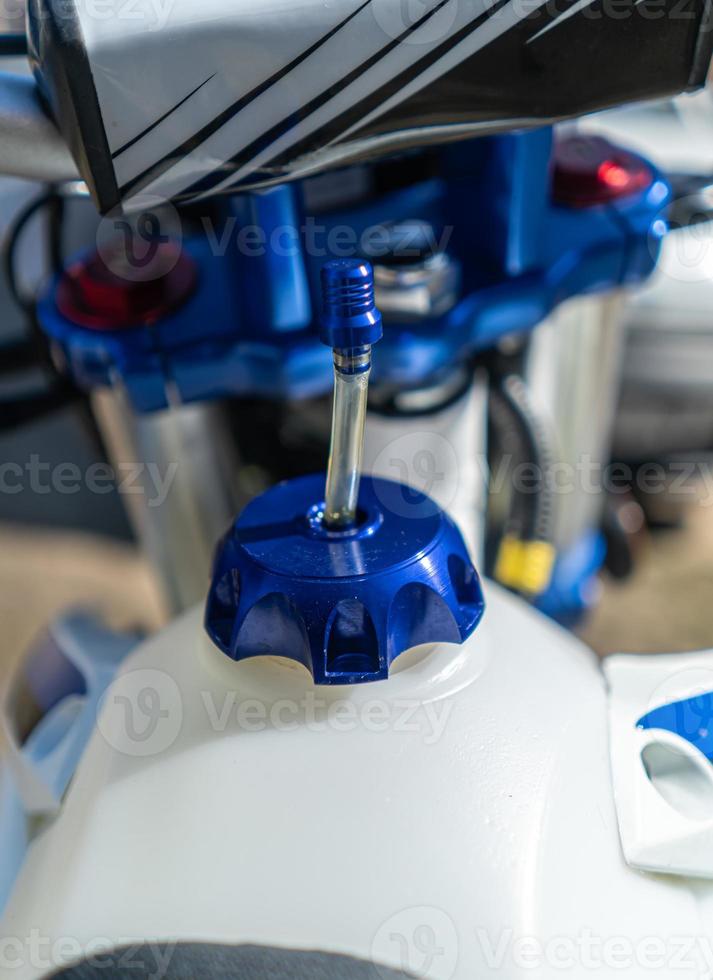 motorcycle Enduro tank cover close up. photo