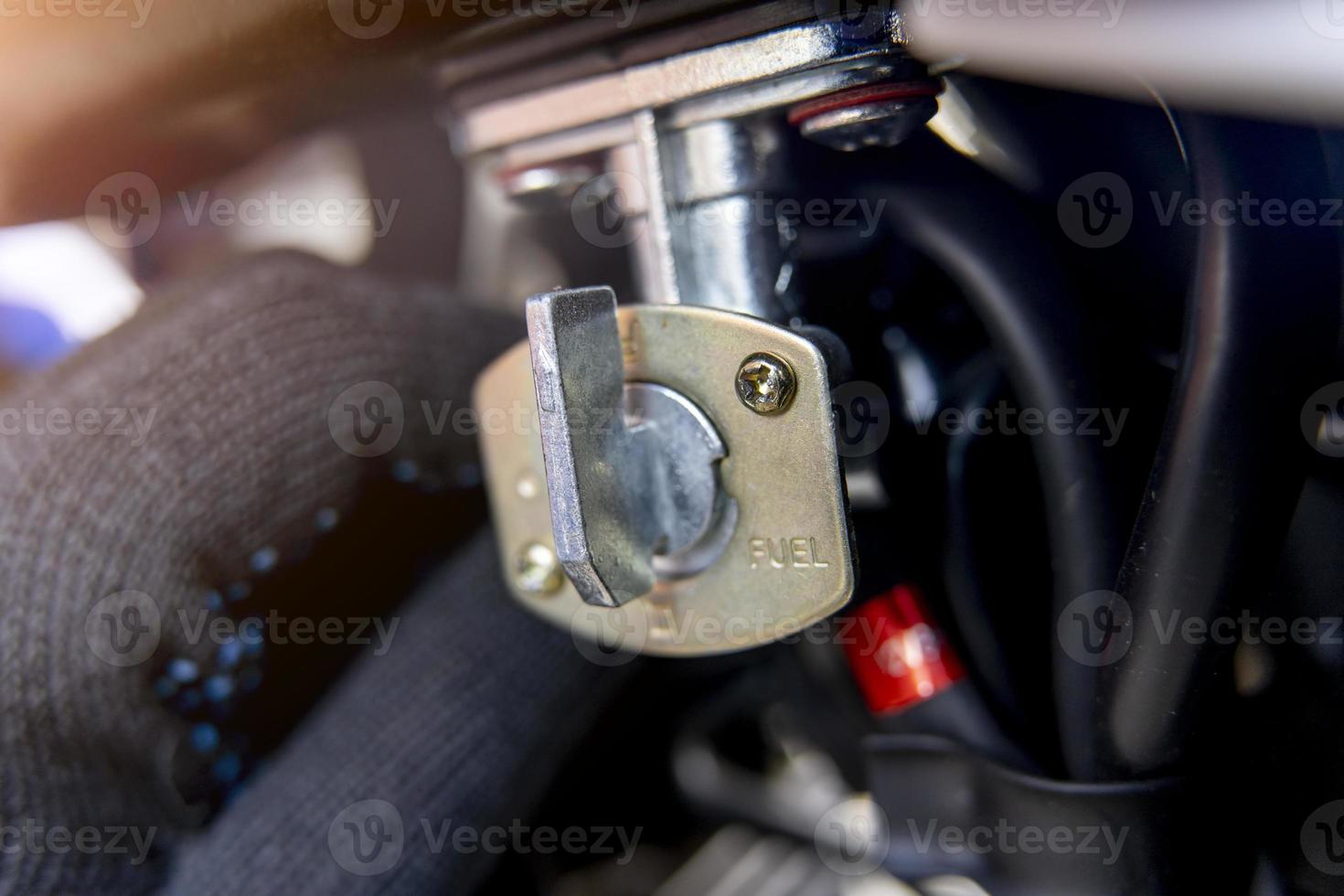 motorcycle fuel tap close -up macro photo .