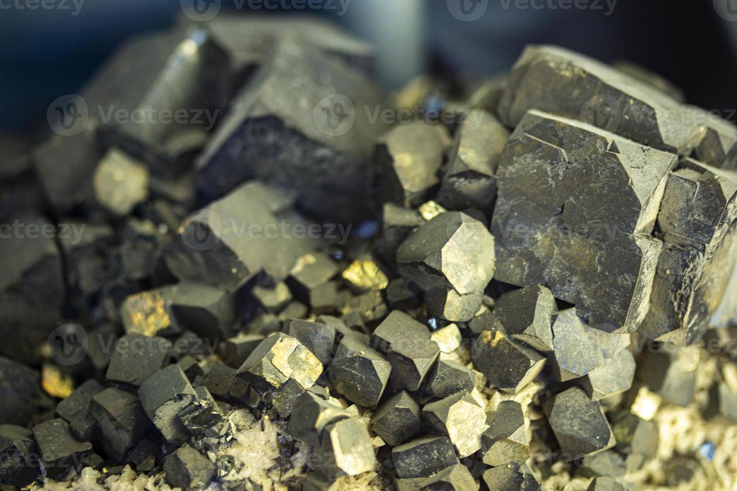 Raw galenite mineral crystals photo
