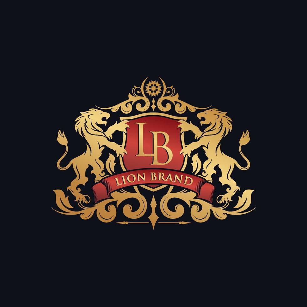 Heraldry Lion Brand Logo vector