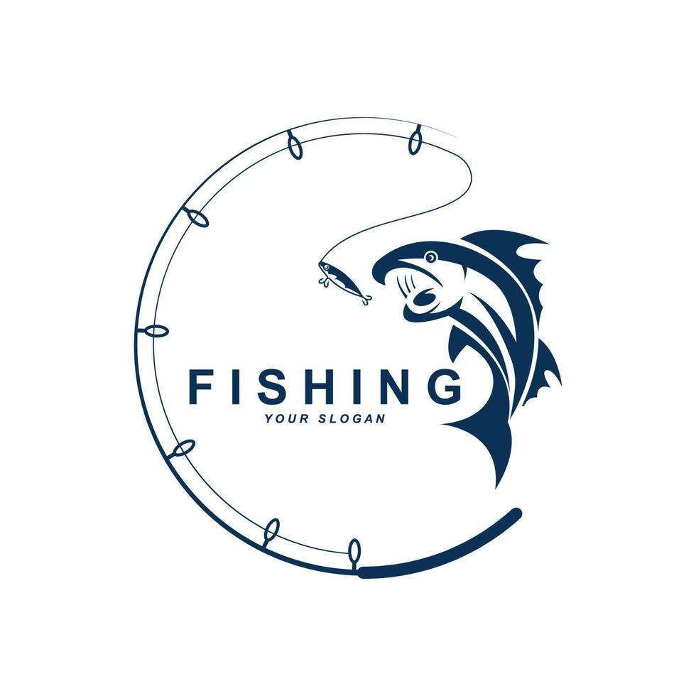 fishing logo vector with slogan template