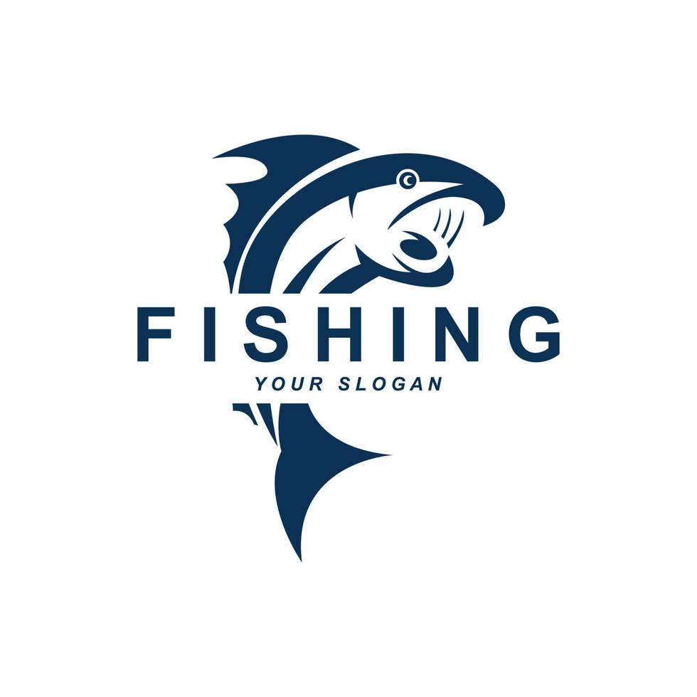 fishing logo vector with slogan template