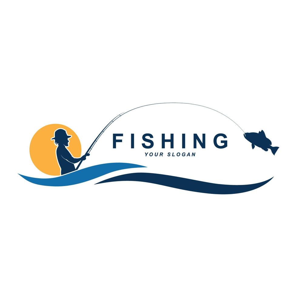 fishing logo vector with slogan template