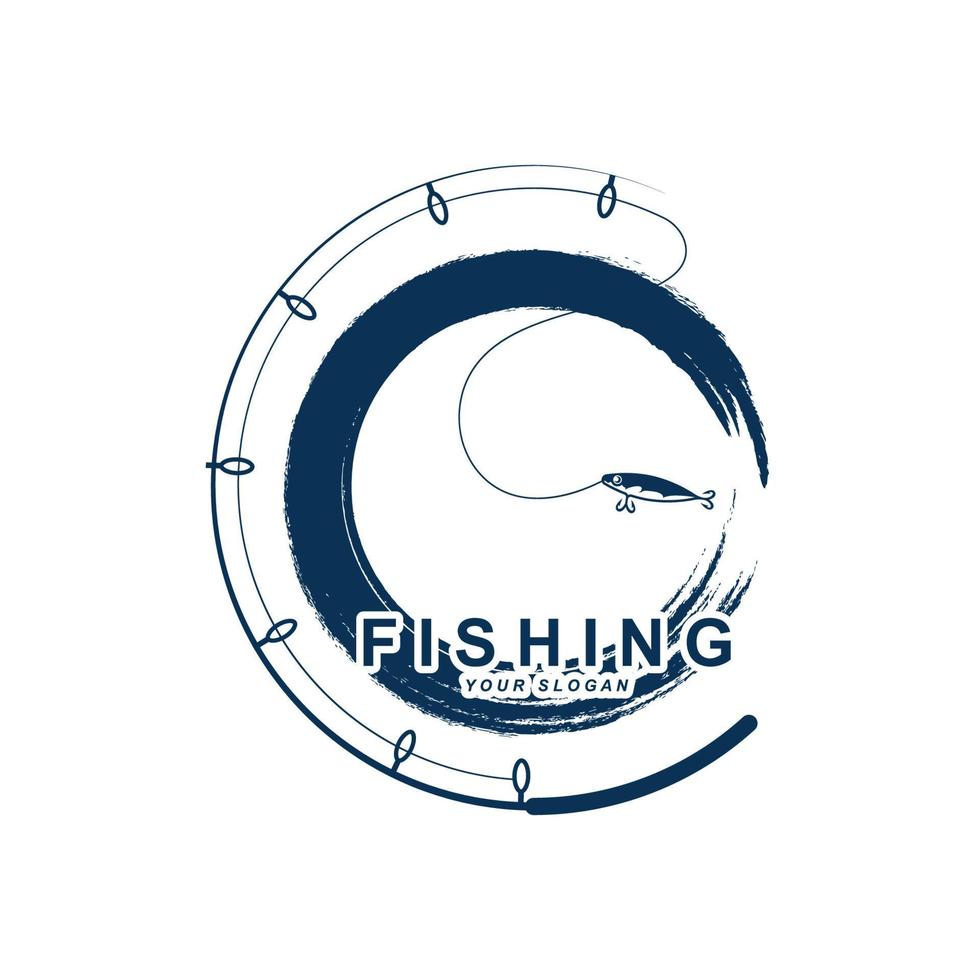 fishing logo vector with slogan template