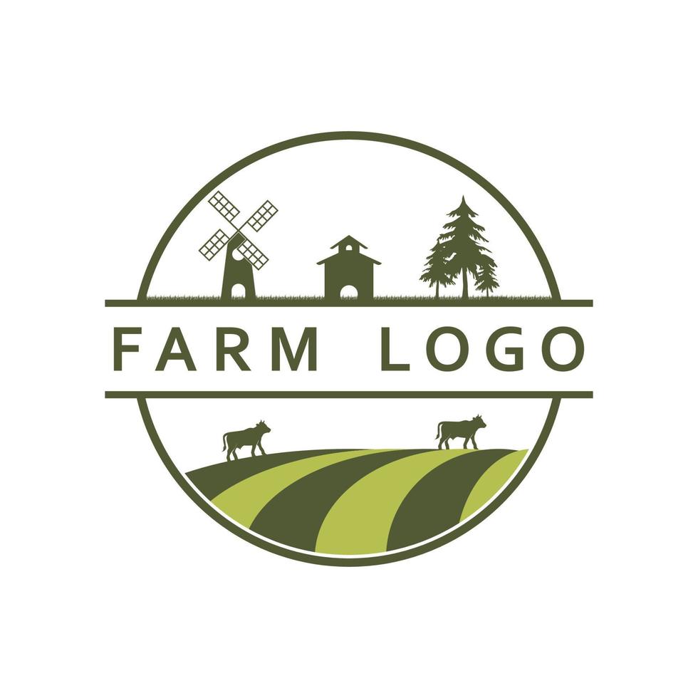 logotipo de granja, vector de logotipo de agricultura con plantilla de eslogan