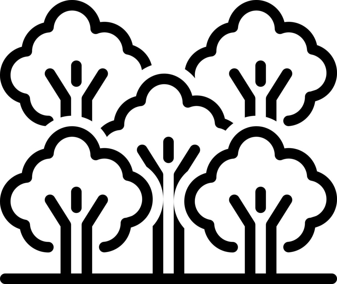 icono de línea para arboleda, parque, madera, bosquecillo, bosquecillo, plantación, árbol, huerta, bosque, bosque, botánica, logotipo, símbolo, forma, vector, signo, logotipo, icono, ilustración vector