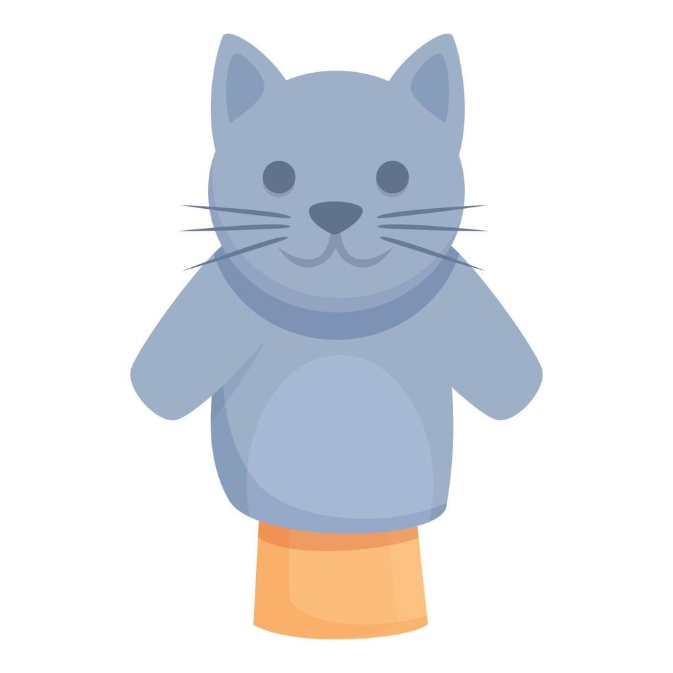 Grey cat puppet icon cartoon vector. Show stage vector