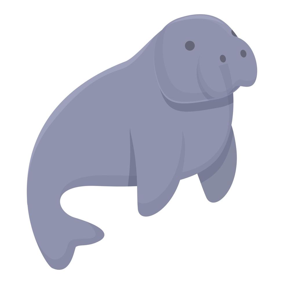 Cute dugong icon cartoon vector. Sea manatee vector