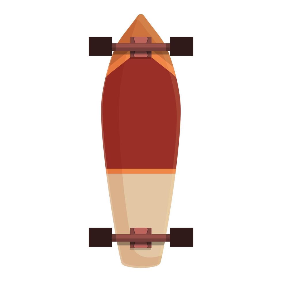 Red white longboard icon cartoon vector. Skateboard shape vector