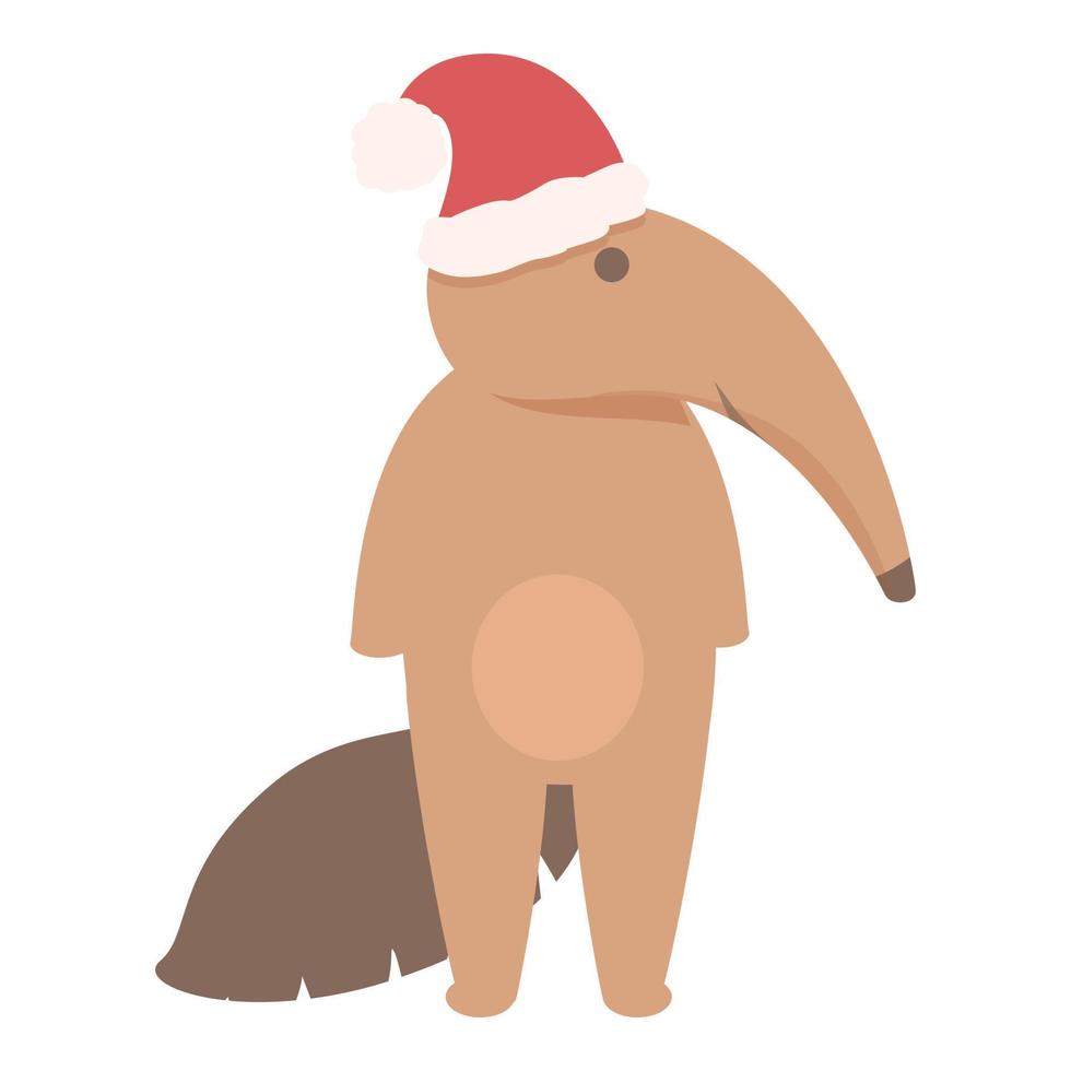 Anteater with santa hat icon cartoon vector. Animal eater vector