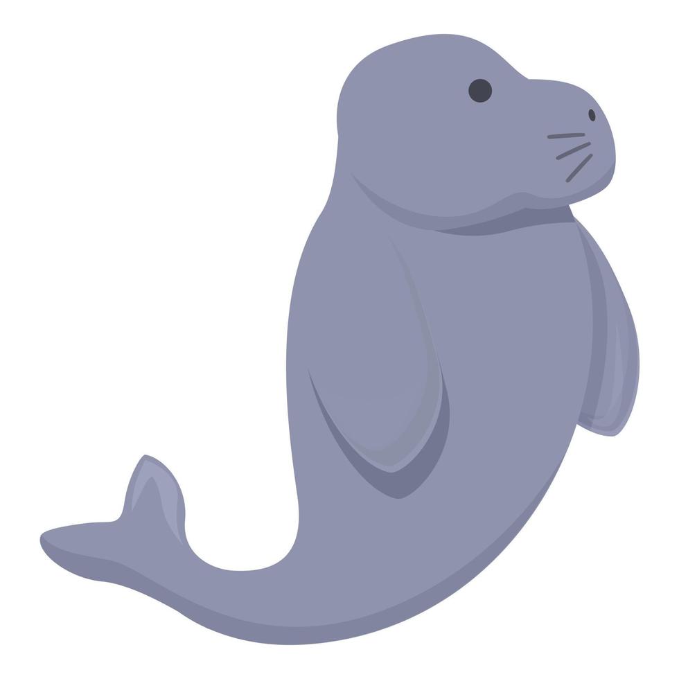 Happy dugong icon cartoon vector. Sea manatee vector