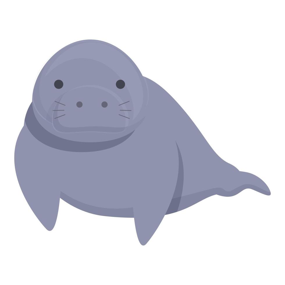Swimming dugong icon cartoon vector. Sea ocean vector
