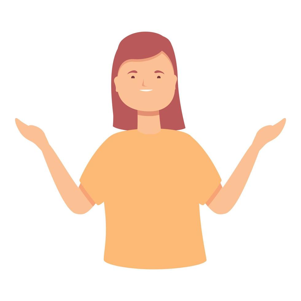 Girl question icon cartoon vector. Down child vector