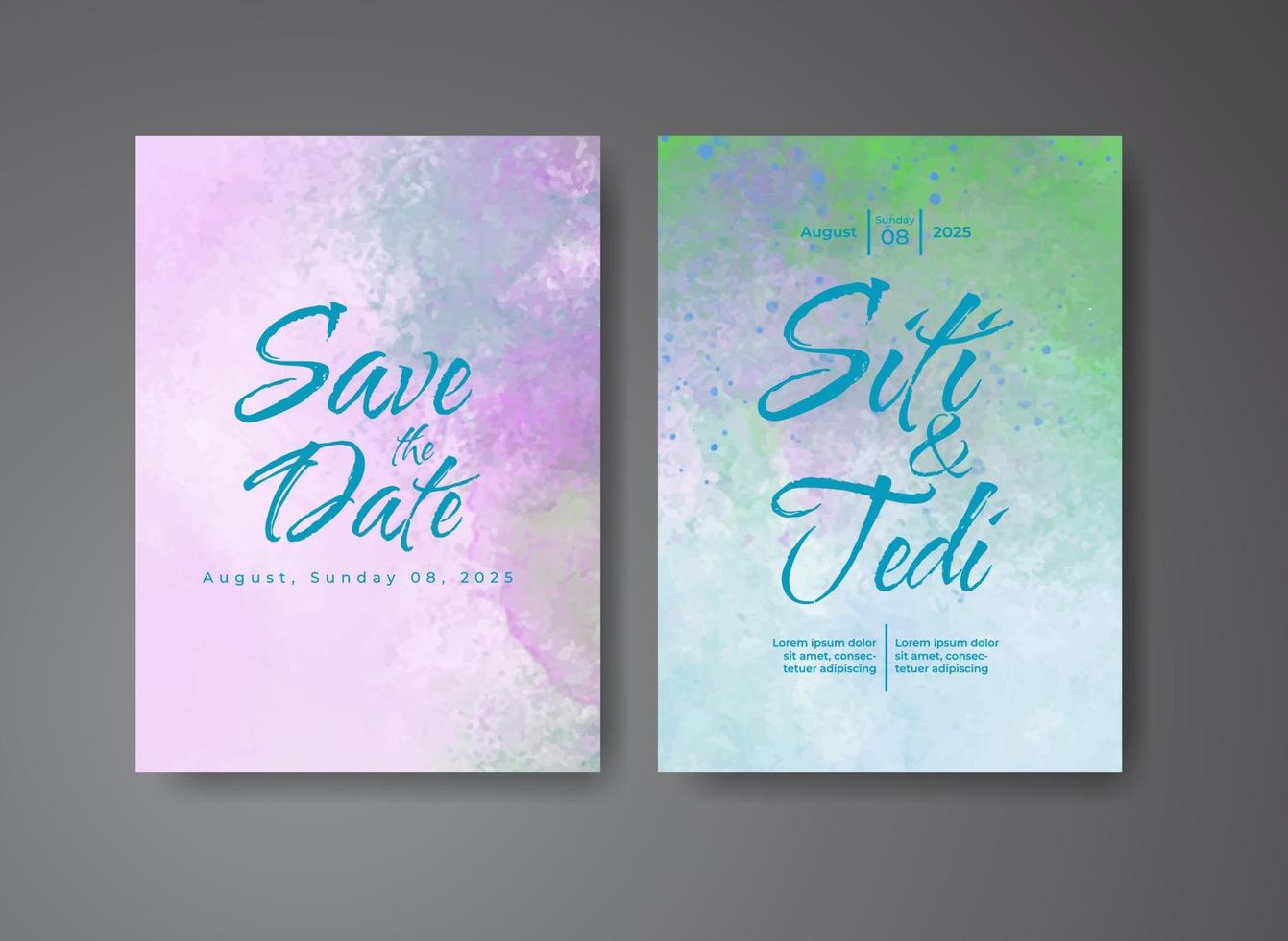 Wedding invitation with abstract watercolor background vector