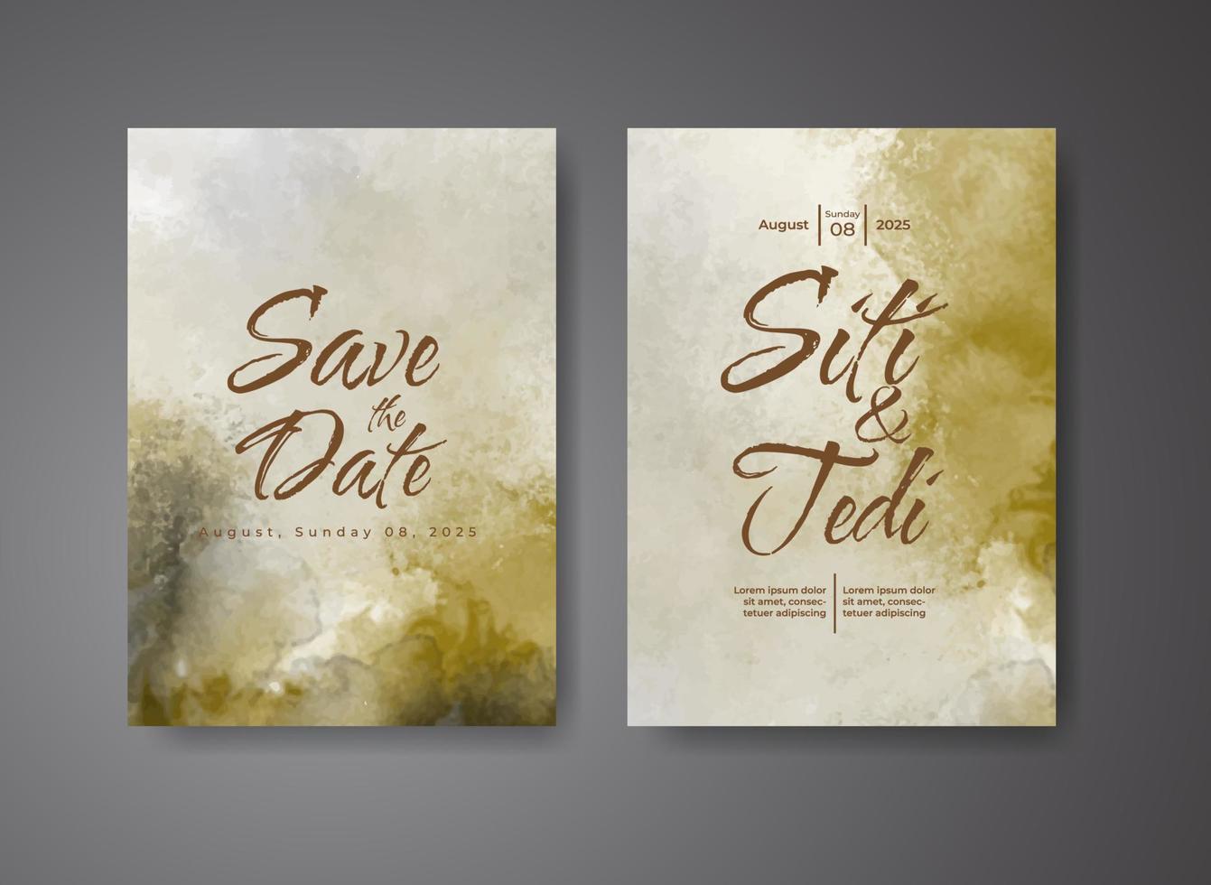 Wedding invitation with abstract watercolor background vector