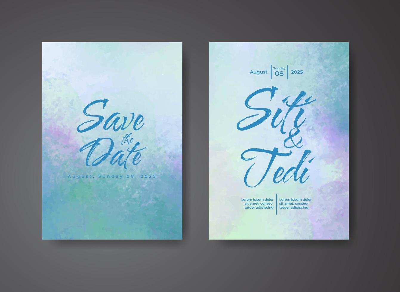 Wedding invitation with abstract watercolor background vector