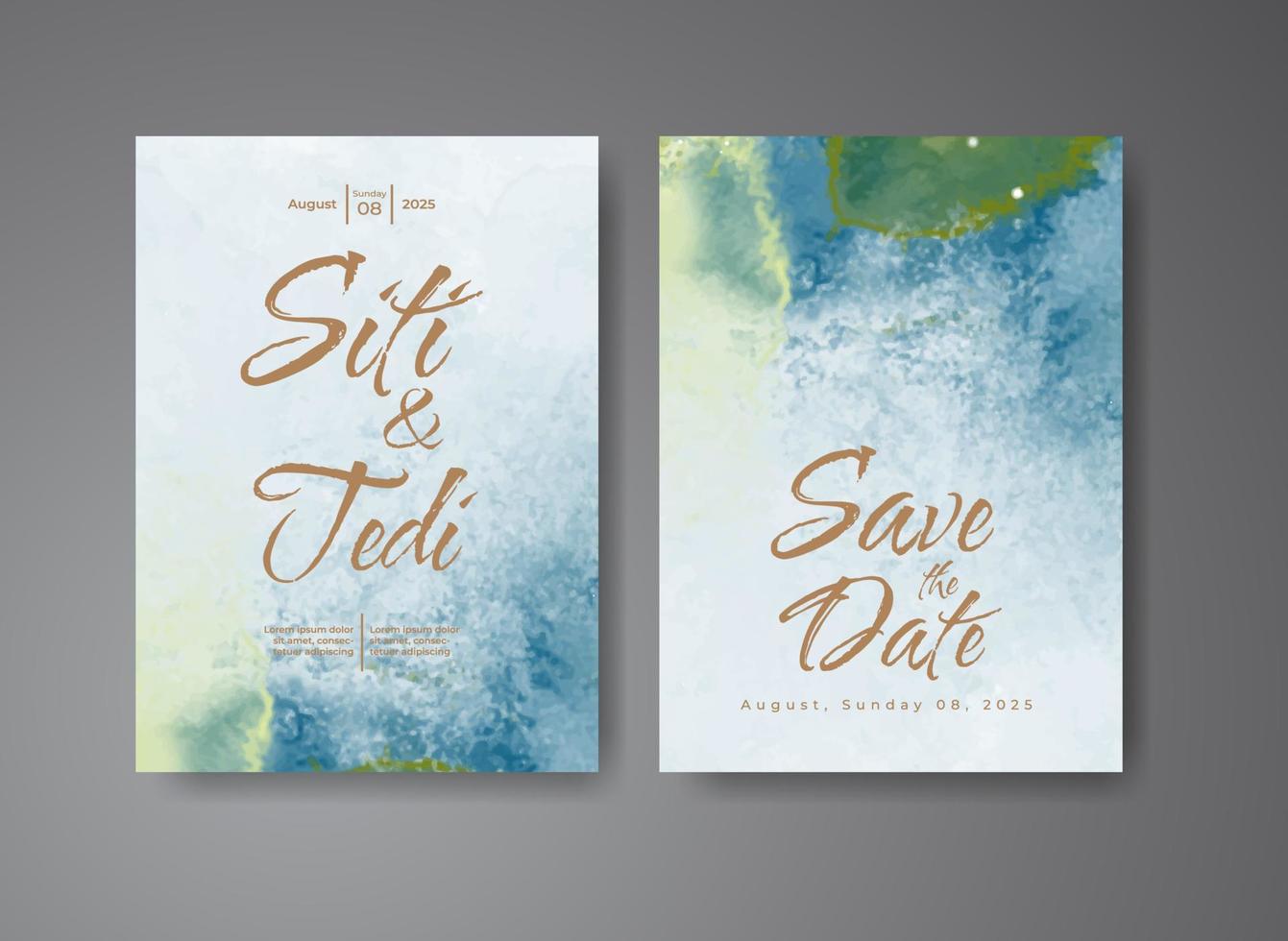 Wedding invitation with abstract watercolor background vector