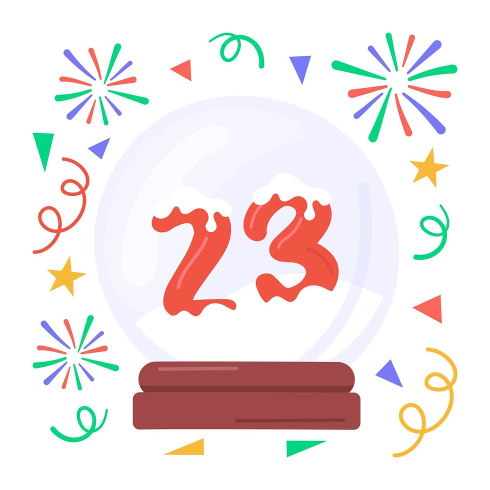 New year 2023 snow globe sticker design, new year celebration vector