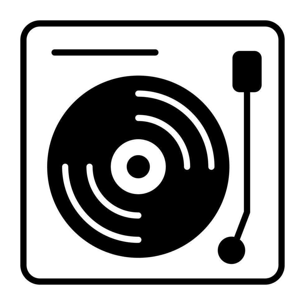 icono de vector de reproductor de vinilo sobre fondo blanco