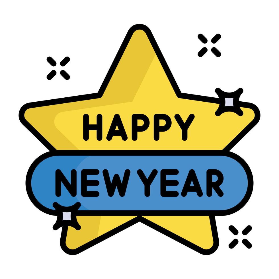Happy new year celebration vector icon on white background