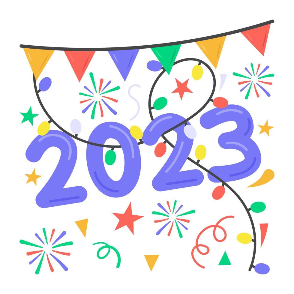 New year 2023 decoration sticker in modern and trendy style vector