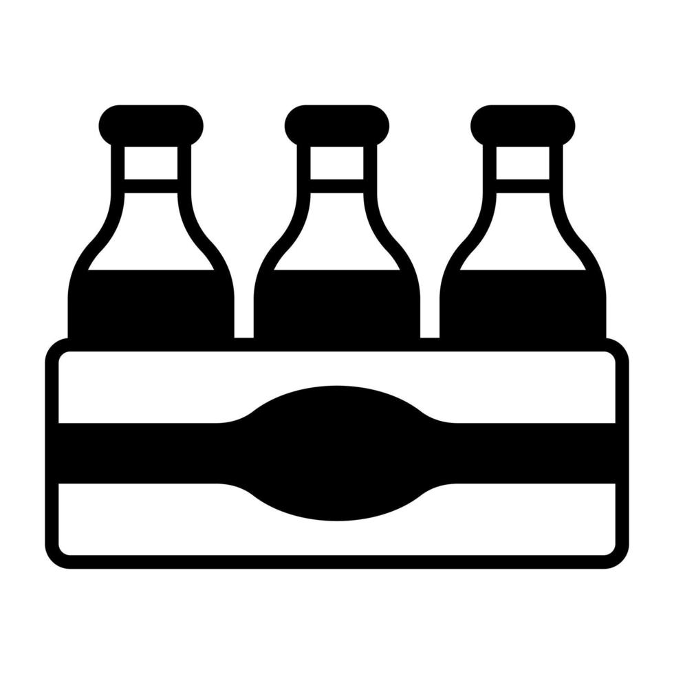 Editable design of beer crate, beer bottles inside the box vector