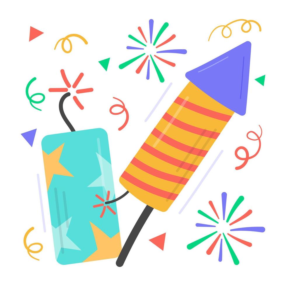 Trendy sticker design of firecracker for premium use vector