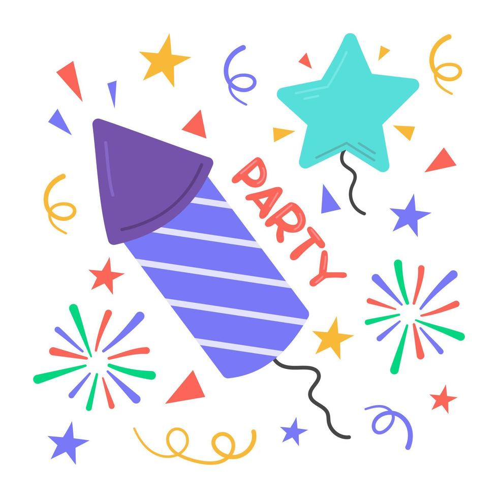 Trendy sticker design of firecracker for premium use vector