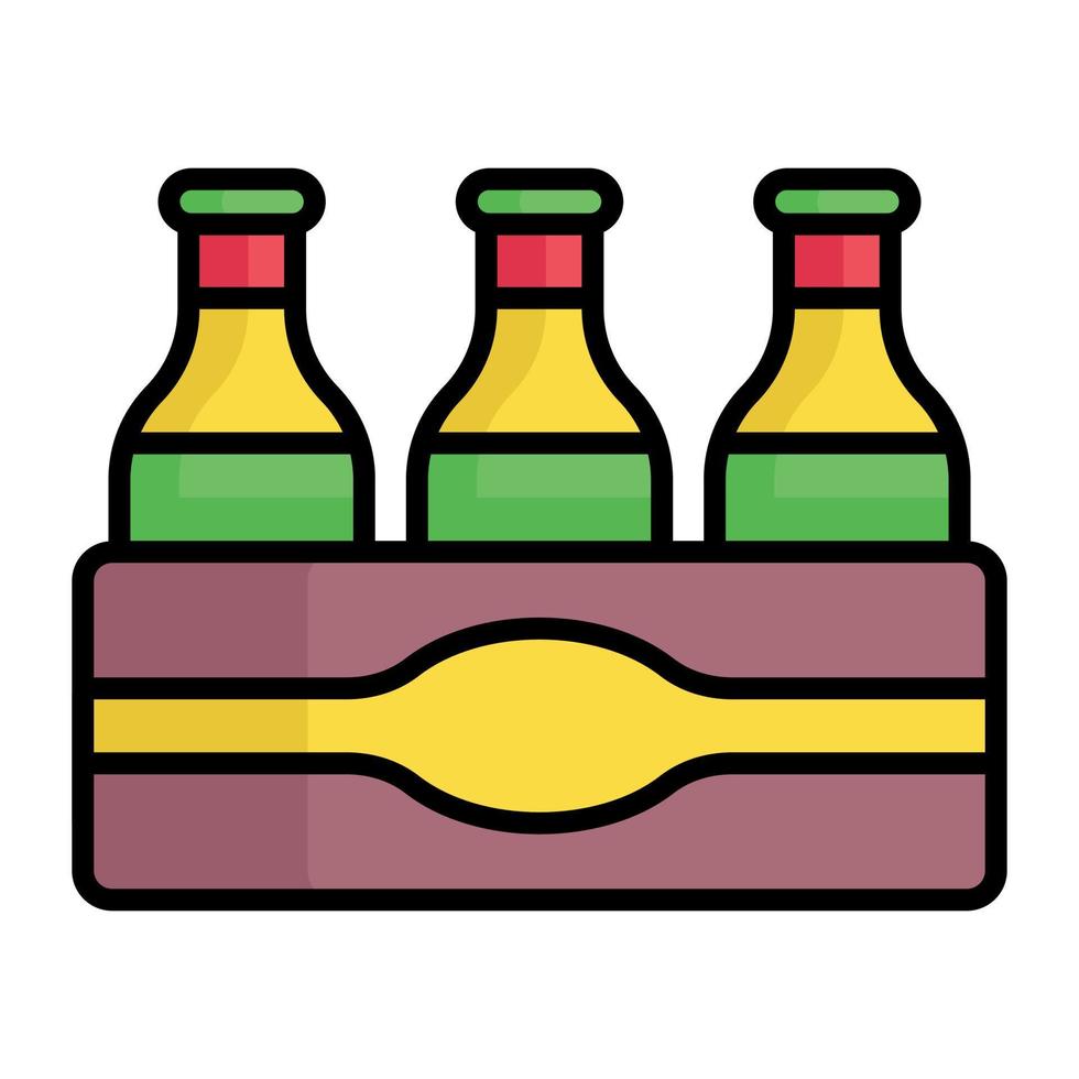 Editable design of beer crate, beer bottles inside the box vector