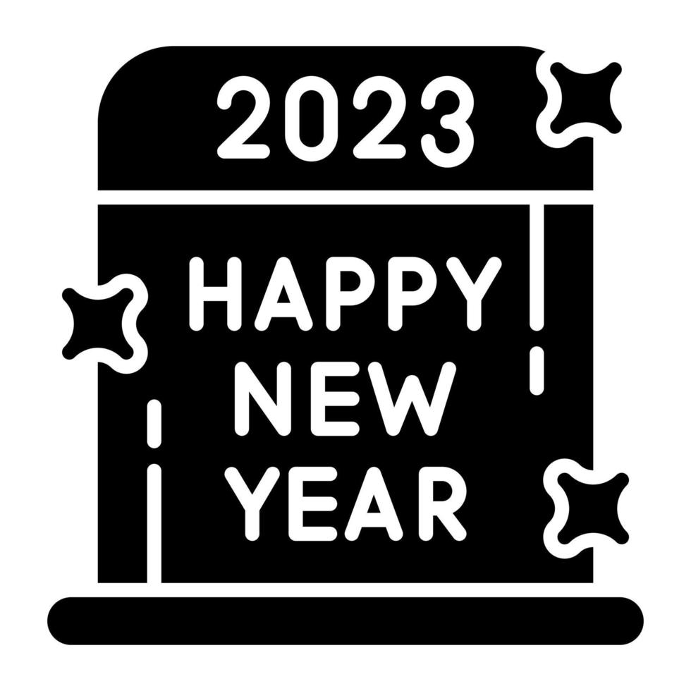 Have a look at Happy new year 2023 sign board vector icon