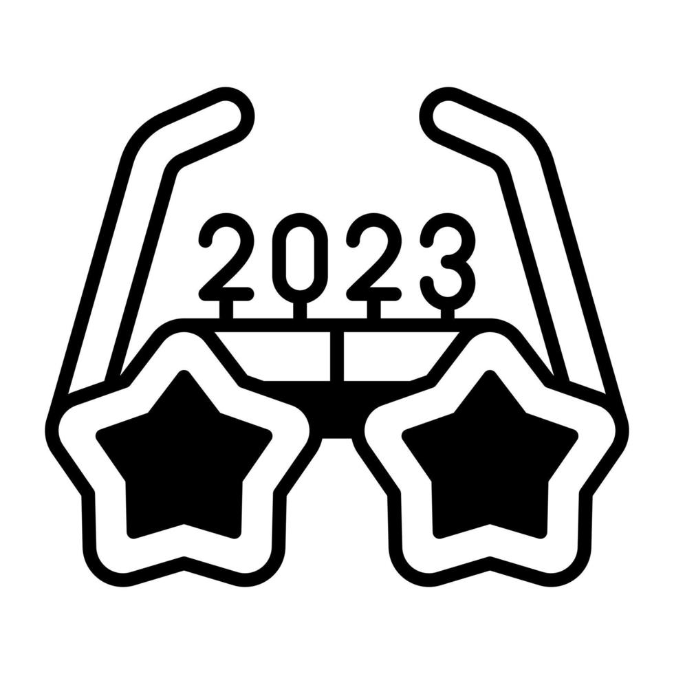 New year 2023 party glasses vector icon in trendy style