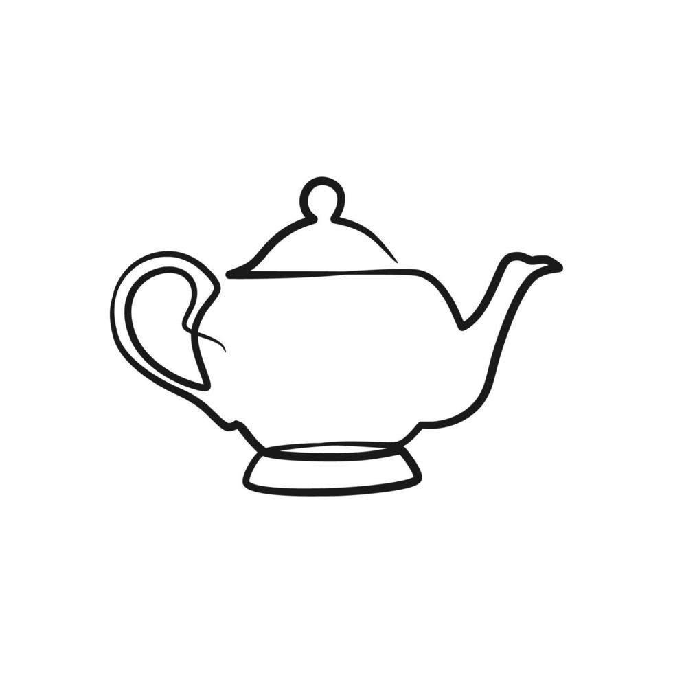 Continuous line drawing tea pot. Teapot in continuous line art drawing