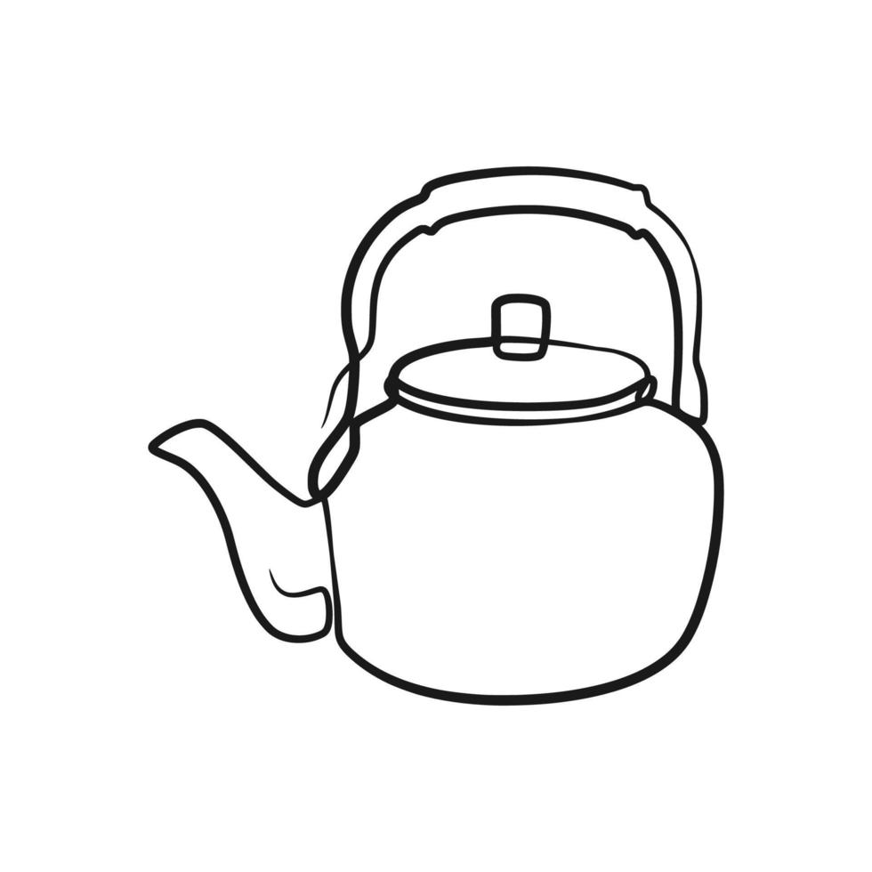 Continuous line drawing tea pot. Teapot in continuous line art drawing style vector