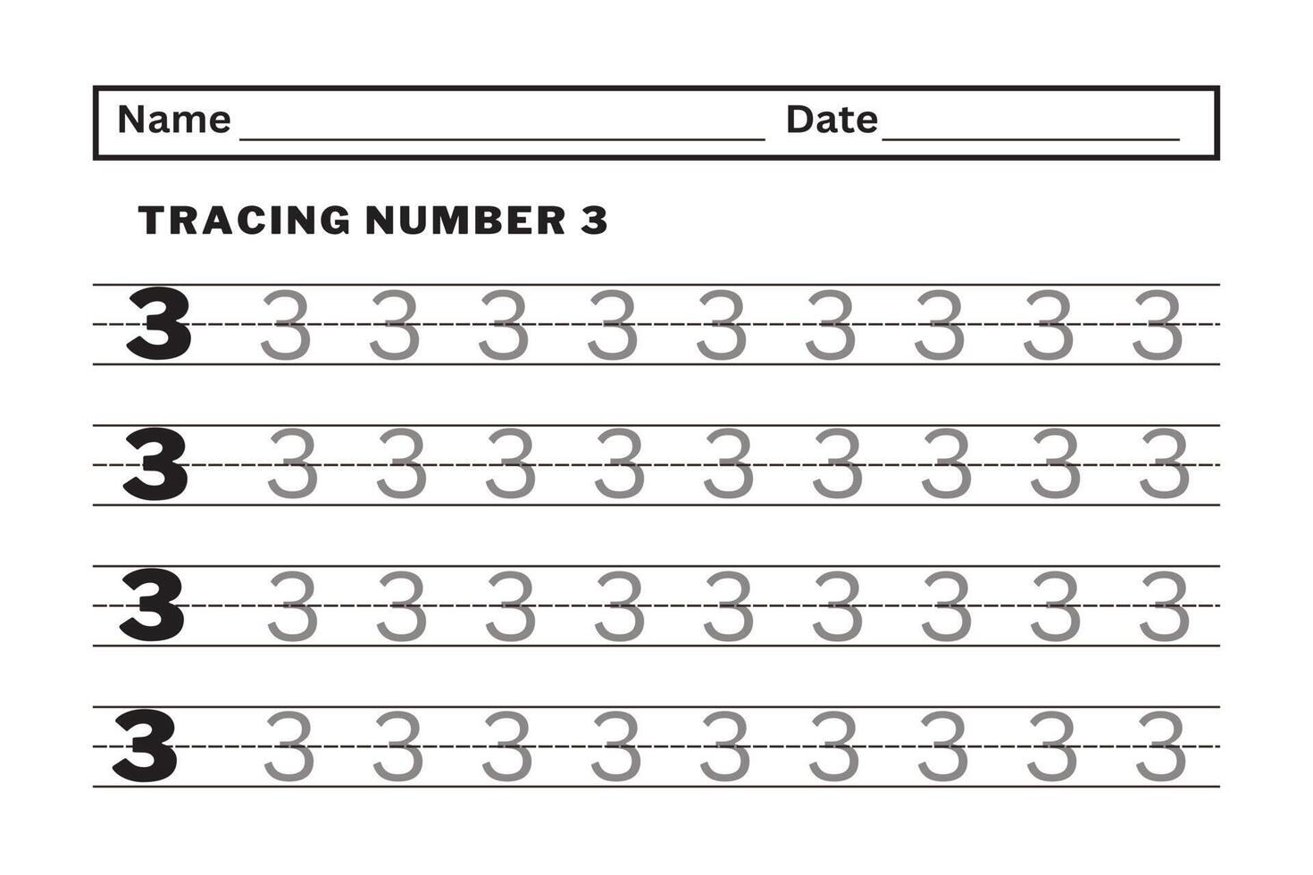 Writing Practice Number Three Printable Worksheet For Preschool Writing Practice Number Three Printable Worksheet For Preschool