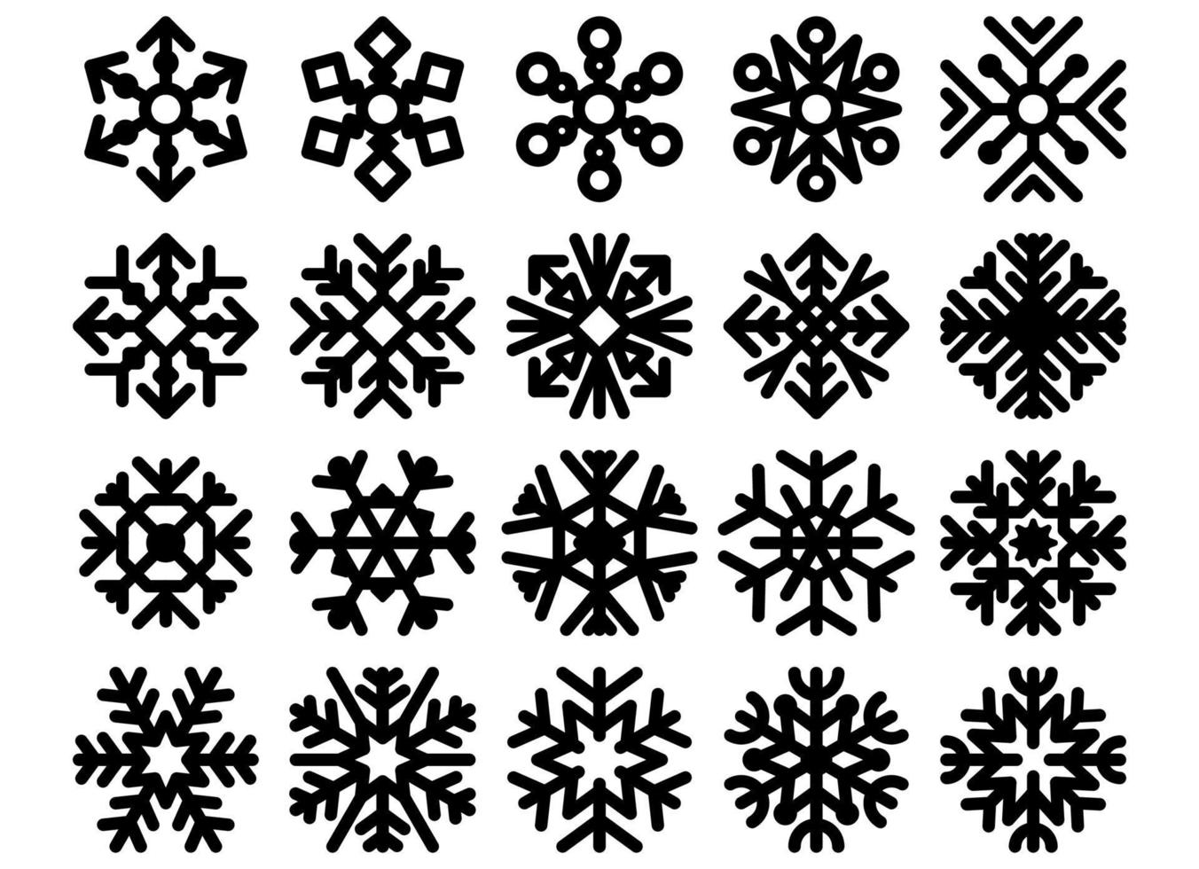 snowflake icon set vector isolated white background