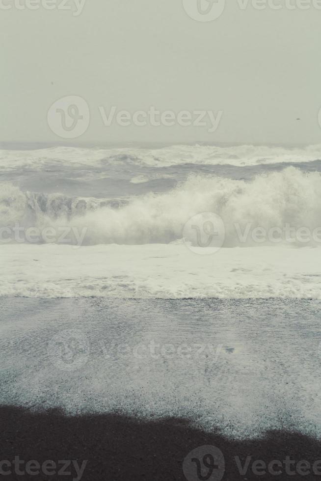 Ocean storm on gloomy day landscape photo