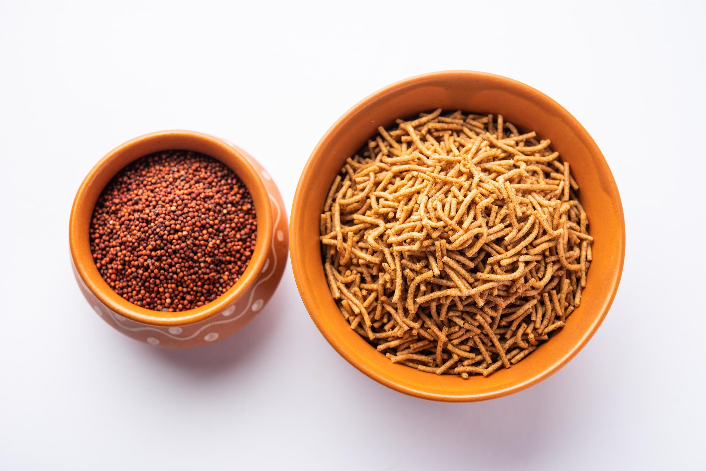 Nachni or Ragi Sev is a delicious crispy noodle made from finger
