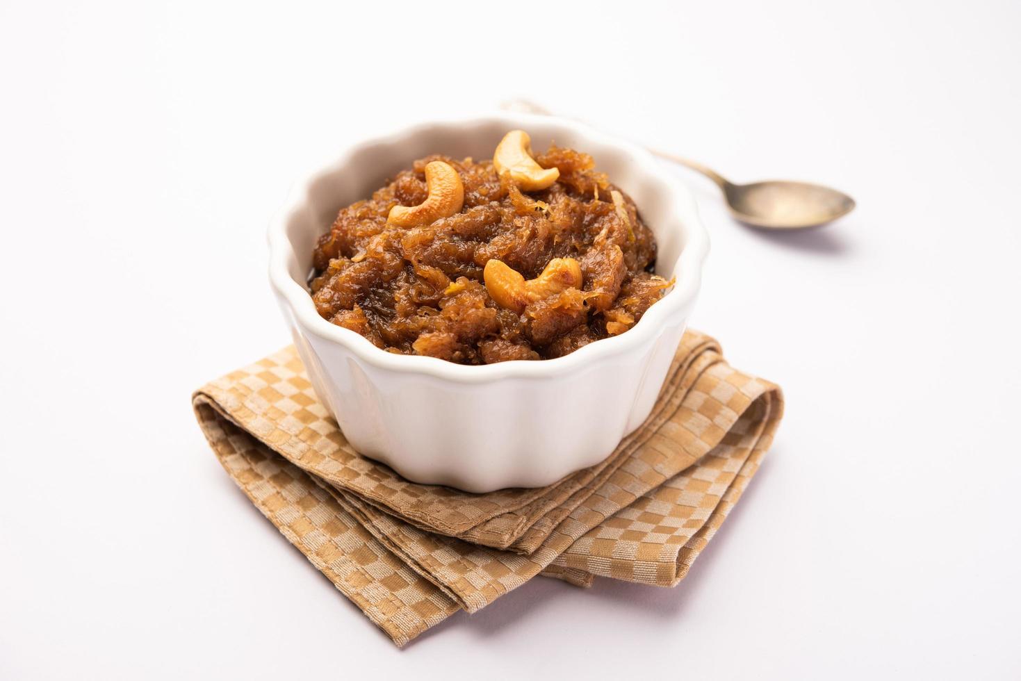 Kashi halwa or kasi halva is one of the classic and traditional dessert of Karnataka made using Ash Gourd or white pumpkin or kaddu photo