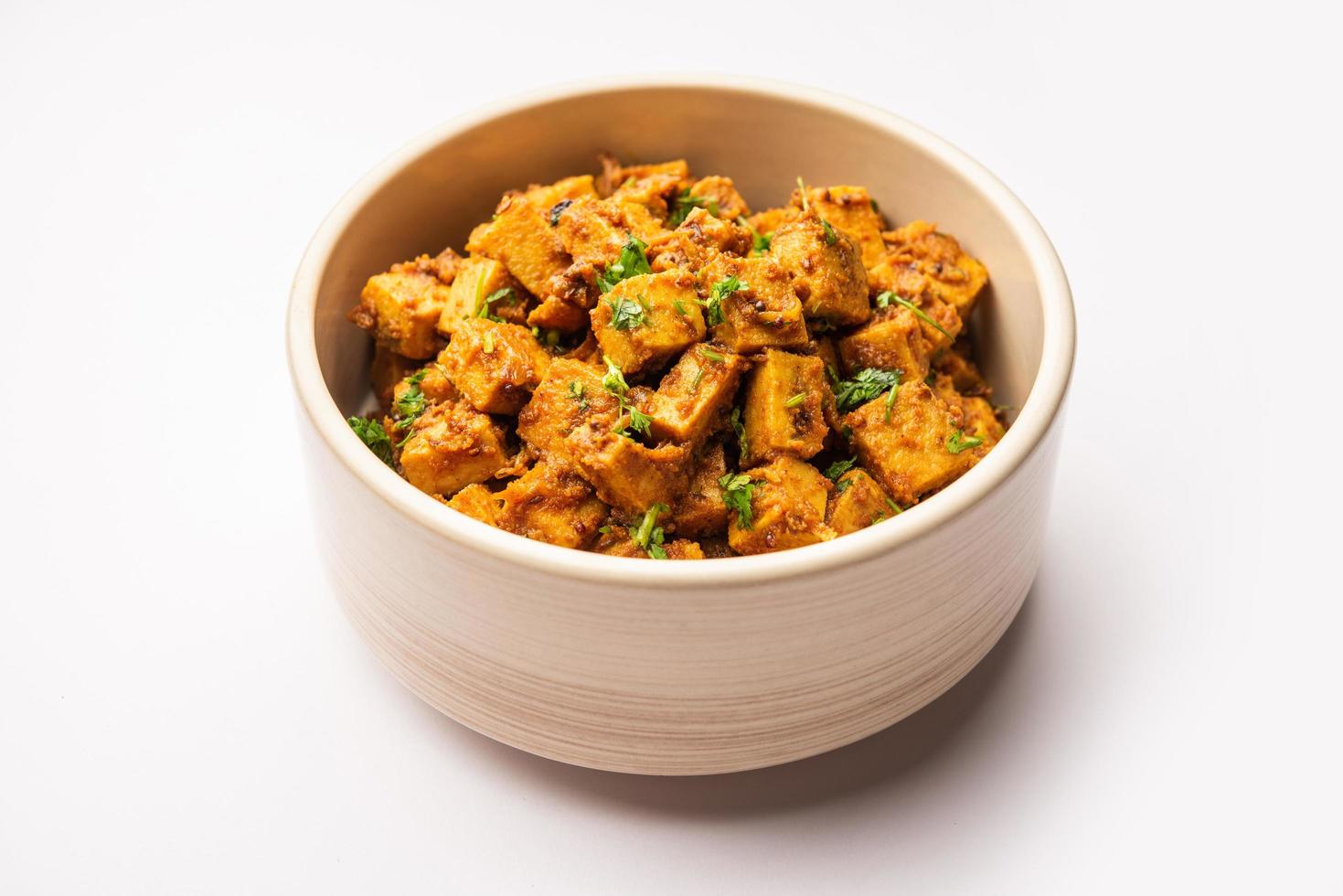 Indian style Suran sabzi or Jimikand sabji also known as Elephant Foot Yam or Ole stir fried recipe photo