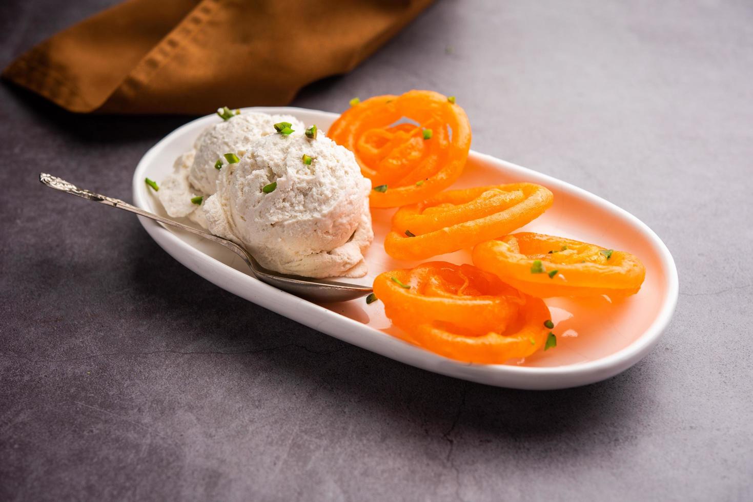 Jalebi Ice Cream, combination of Indian dessert with a twist photo