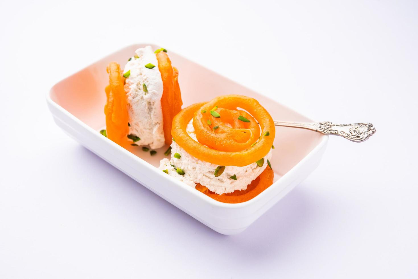 Jalebi Ice Cream, combination of Indian dessert with a twist photo