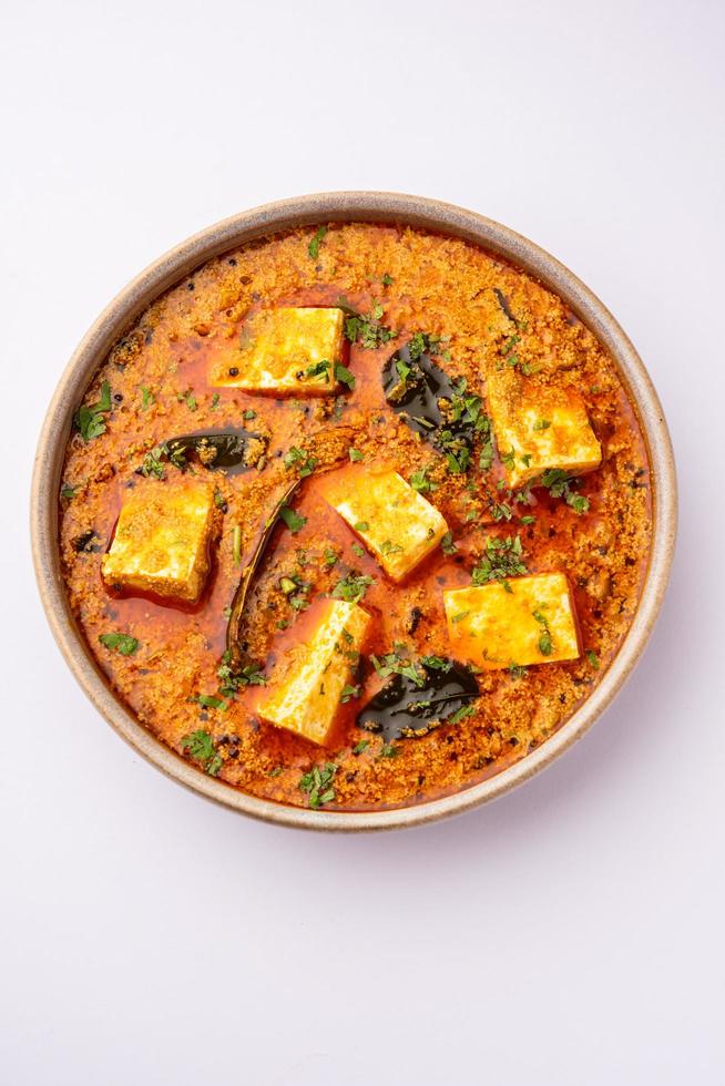 Paneer khus khus curry or cottage cheese posto masala made using poppy seeds, Indian recipe