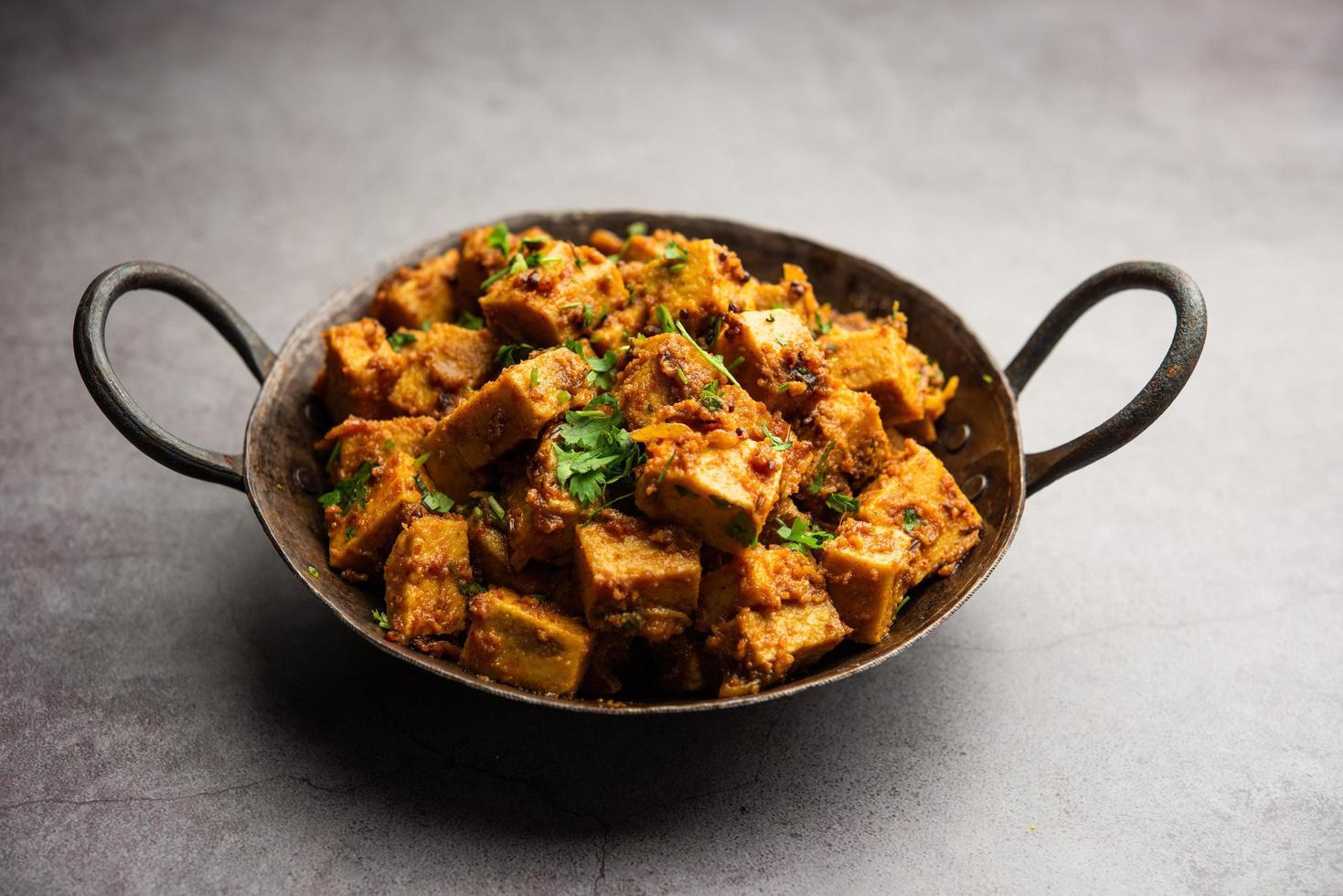 Indian style Suran sabzi or Jimikand sabji also known as Elephant Foot Yam or Ole stir fried recipe photo