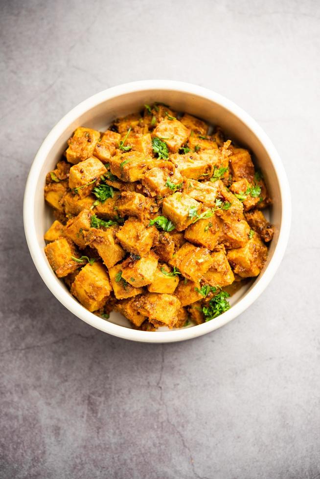 Indian style Suran sabzi or Jimikand sabji also known as Elephant Foot Yam or Ole stir fried recipe photo