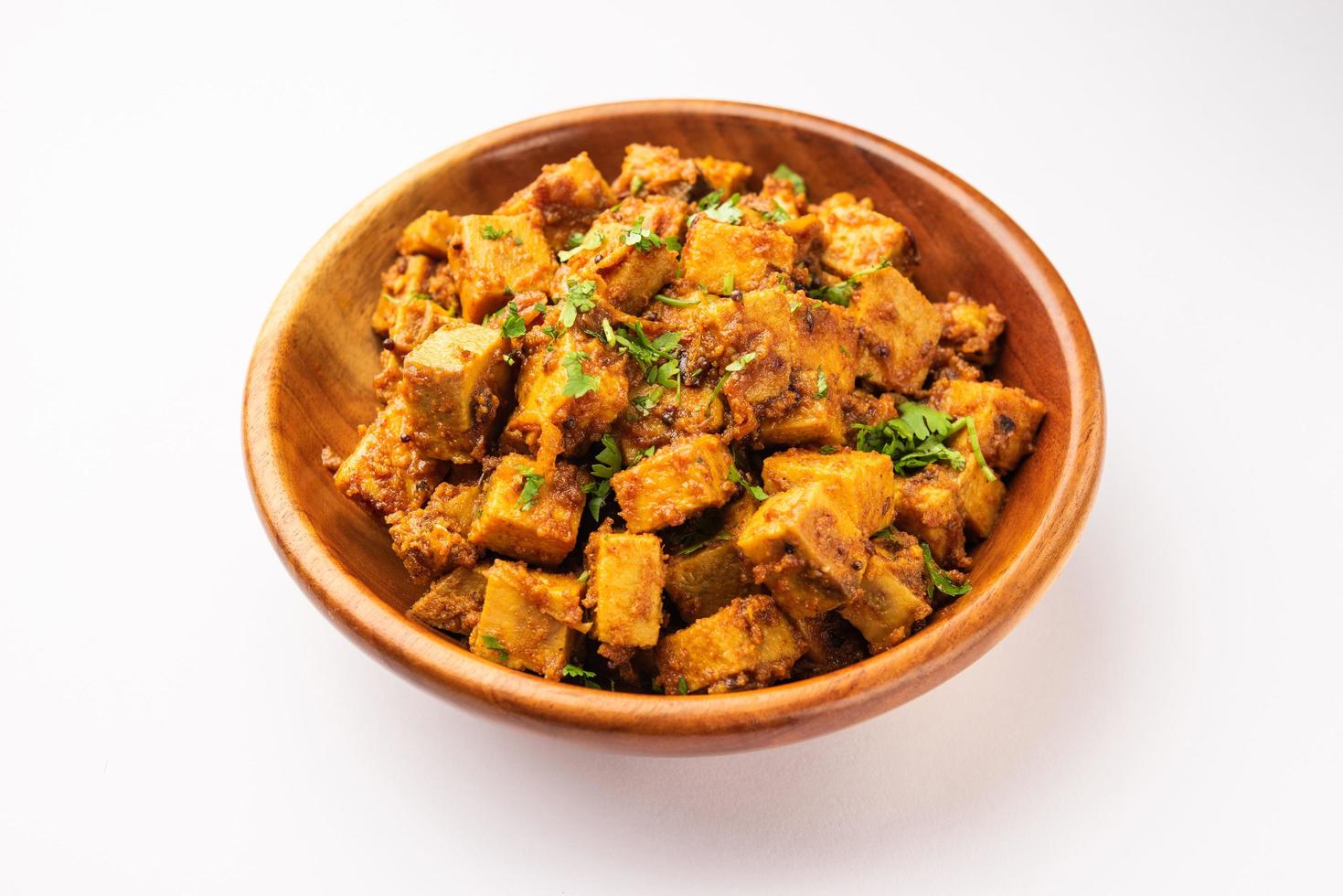 Indian style Suran sabzi or Jimikand sabji also known as Elephant Foot Yam or Ole stir fried recipe photo