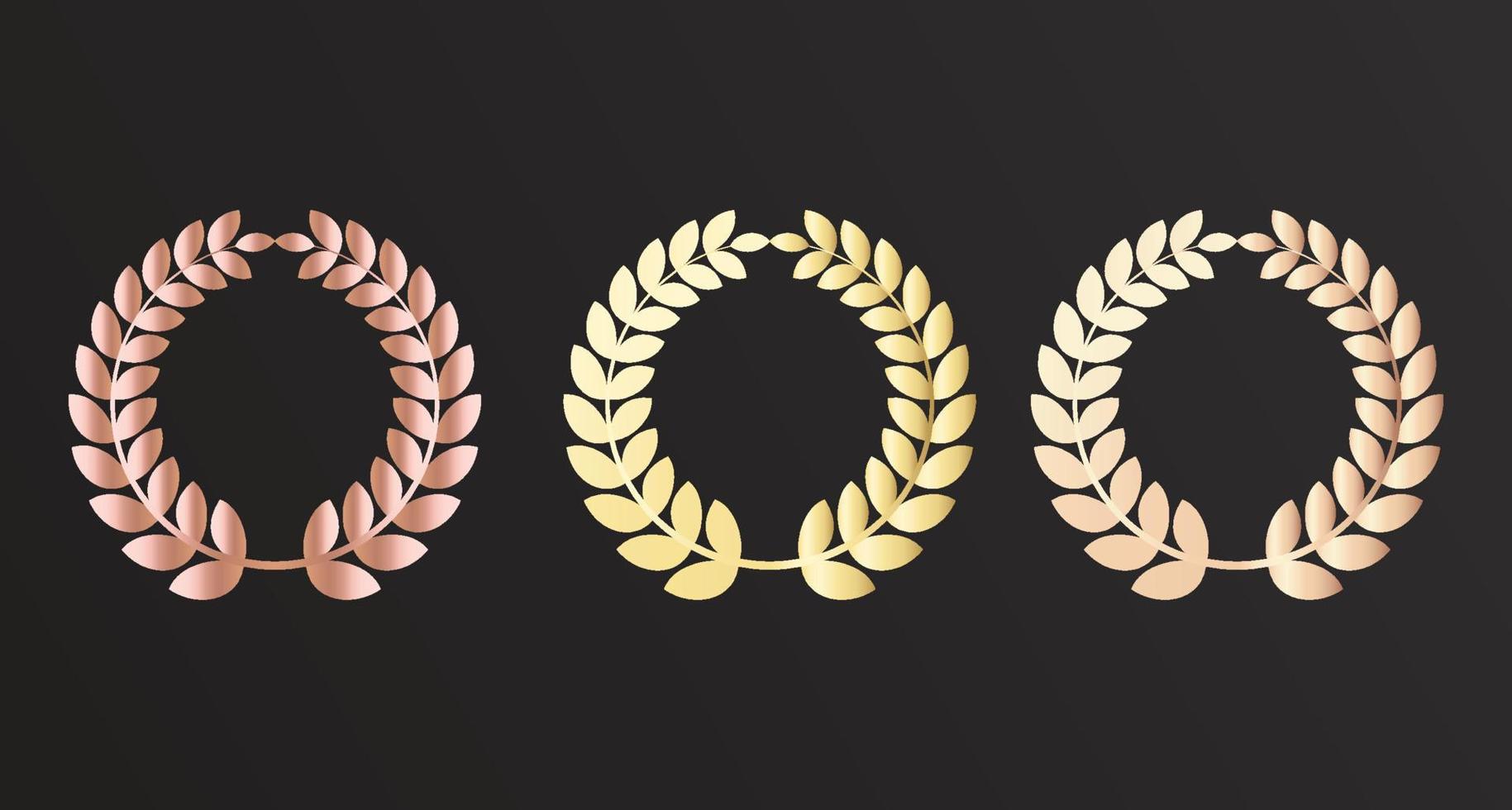 Set of gold luxury gradient laurel wreaths vector