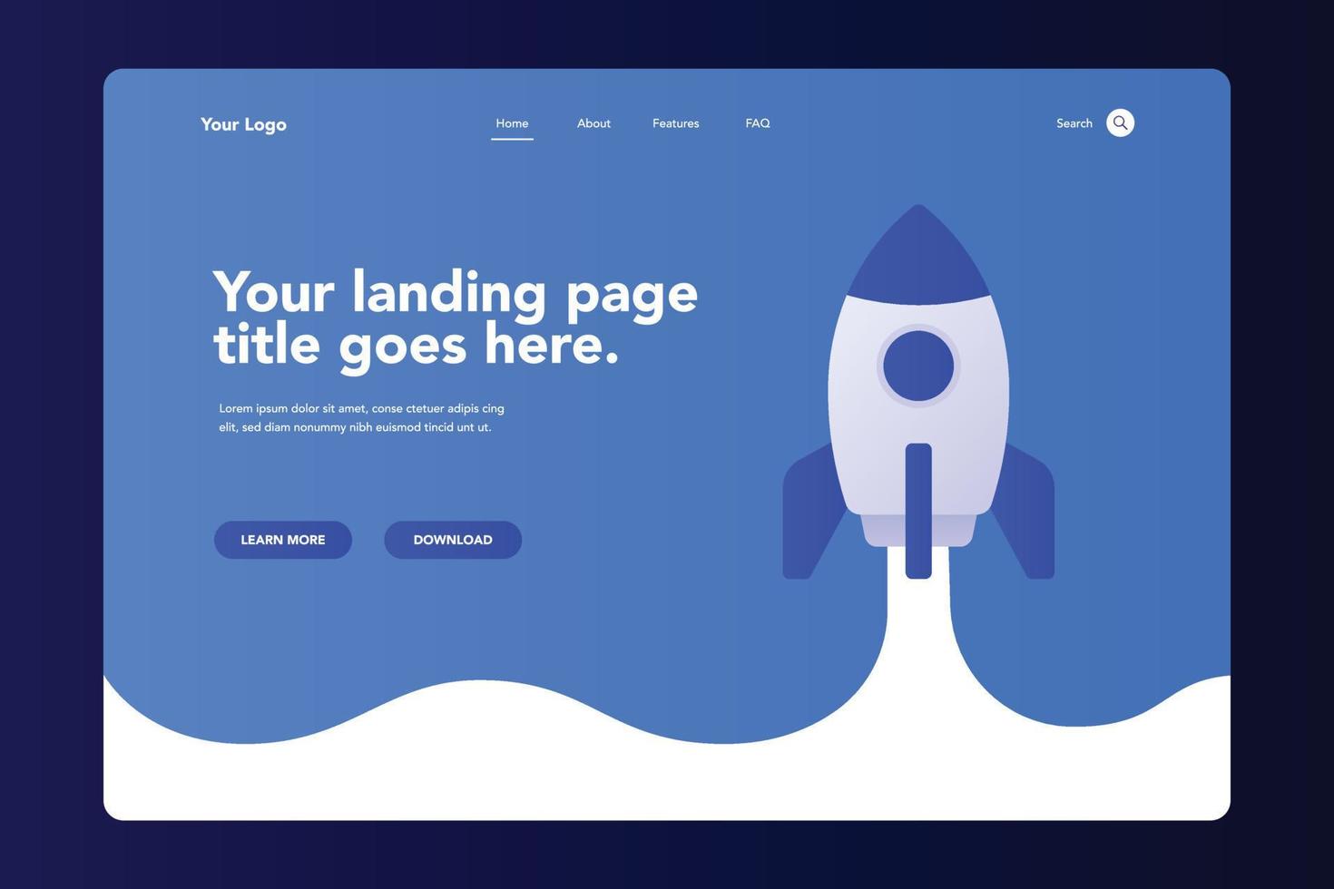 Rocket Launch Landing Page vector